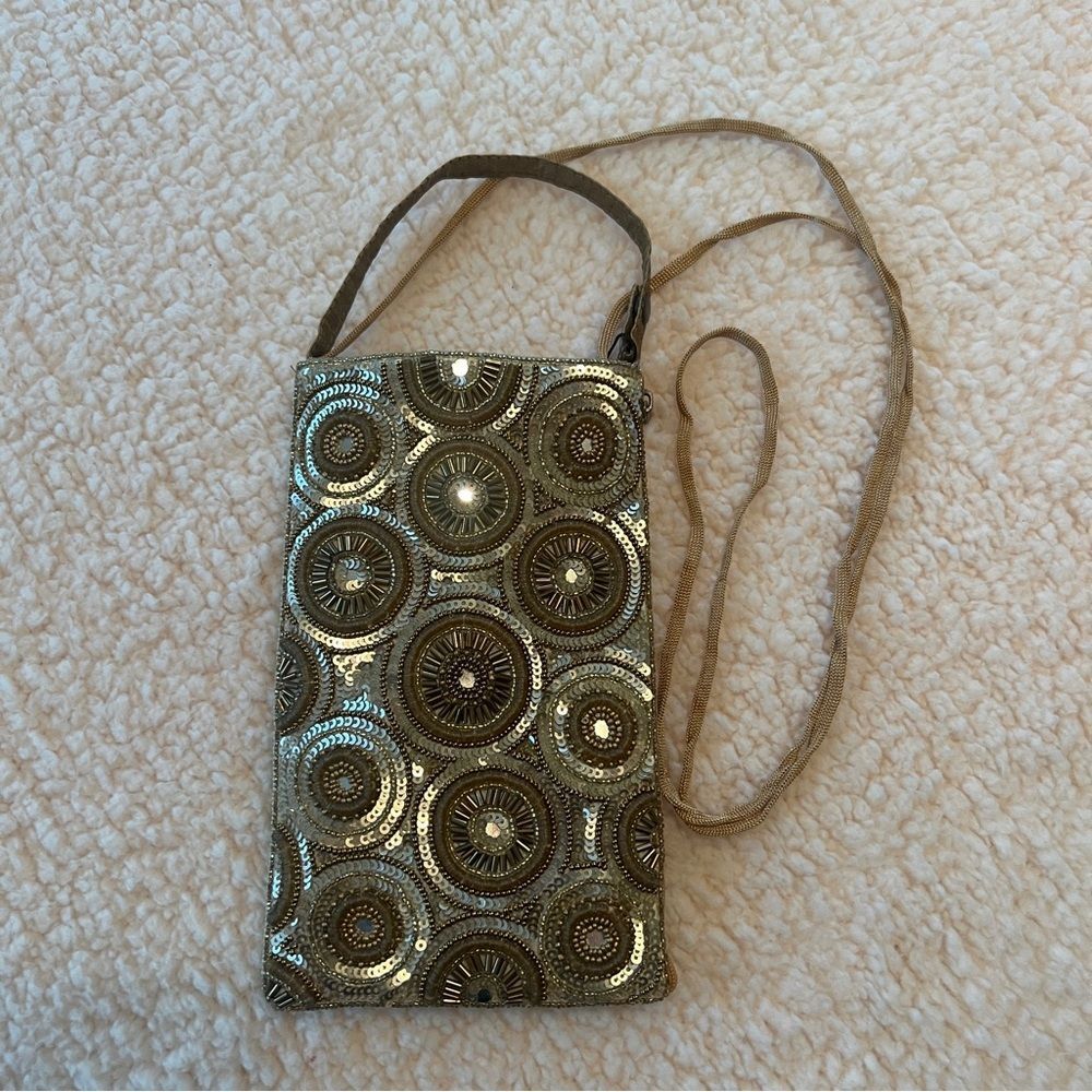 Bamboo Gold Phone Bag Crossbody Purse